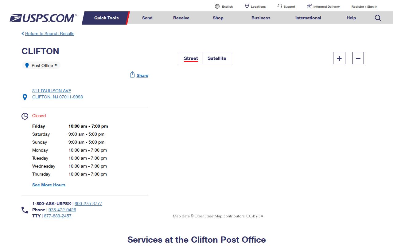 Clifton ZIP code USPS 07011 post office page