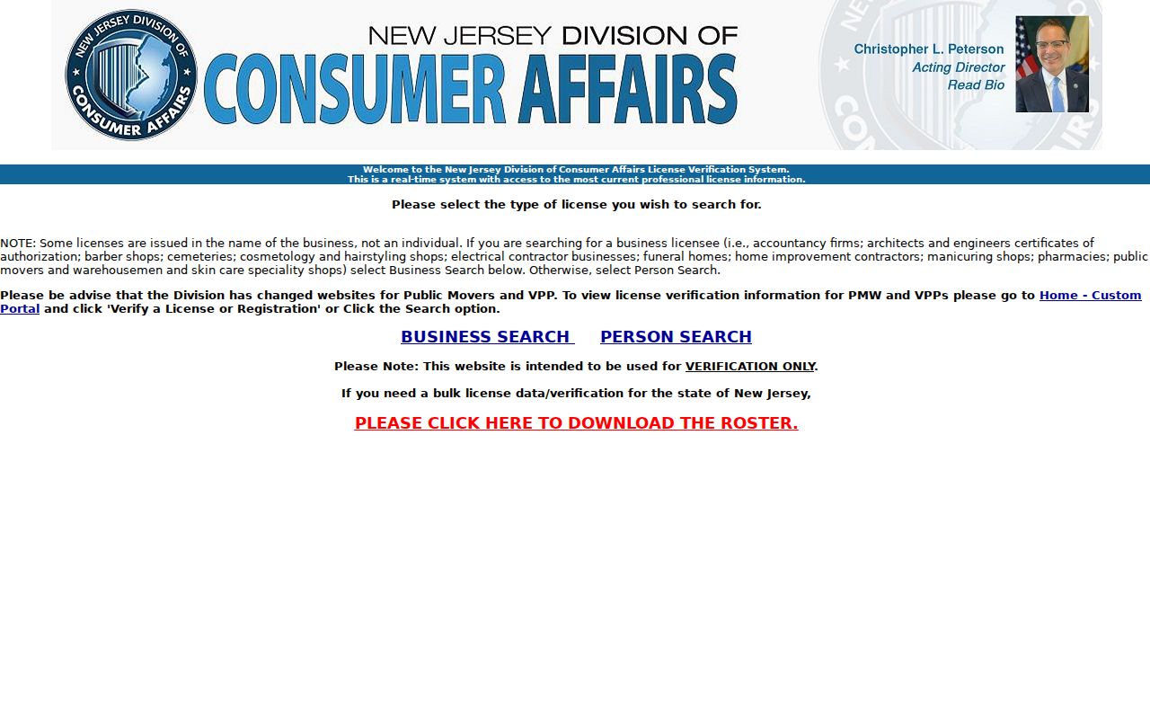 Clifton residents directory New Jersey license verification search page