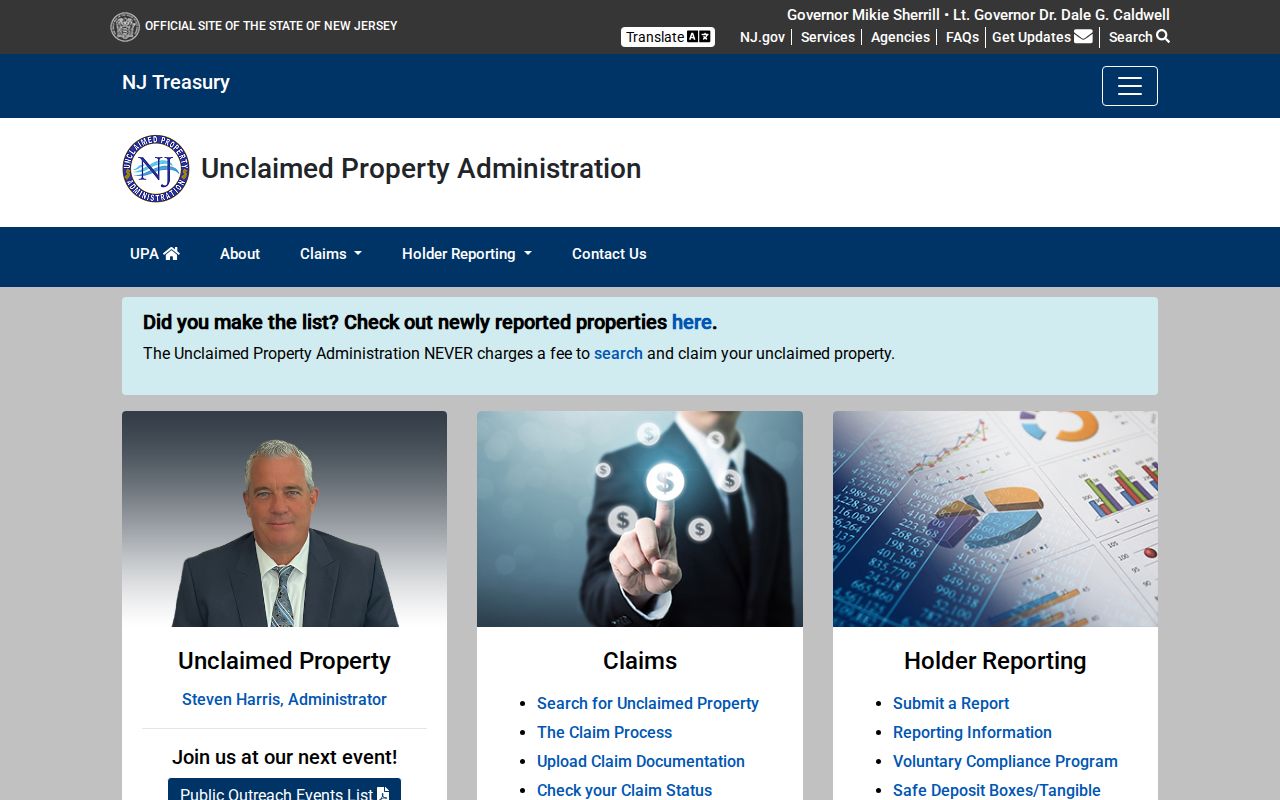 Clifton residents directory New Jersey unclaimed property official search