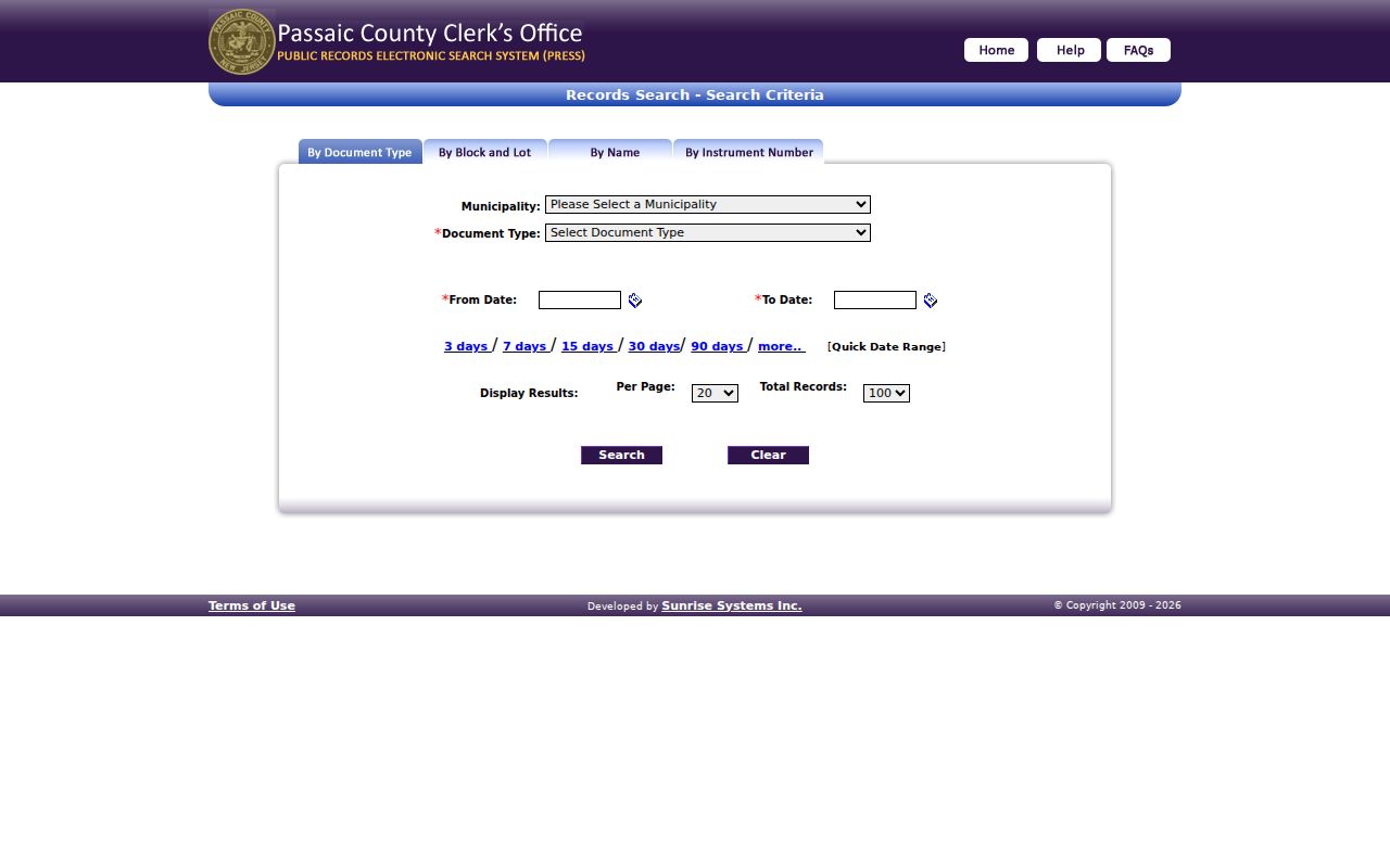Clifton residents directory Passaic PRESS deed index search tabs
